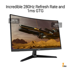 ASUS TUF Gaming VG32VQ1BR | 31,5 inch WQHD gebogen monitor | 165 Hz, 1ms MPRT, FreeSync Premium, HDR 10 | VA paneel, 16:9, 2560x1440, DisplayPort, HDMI