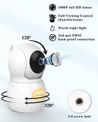 HelloBaby Babyfoon met 1080p babycamera, videobabyfoon met camera en nachtzicht, 5,5 inch gesplitst IPS-scherm, geen wifi, ECO-modus, 2-weg audio, pan-Tilt-Zoom, 1000ft, Temp Time Display, Nachtlampje
