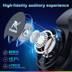 Krysenix PG4 RGB Draadloze Gaming Headset voor PS4, PS5, PC - 2,4 GHz 7.1 Surround Sound, Bluetooth Gaming Hoofdtelefoon met AI Afneembare Ruisonderdrukkende Microfoon, 48 uur Batterij voor Laptop,