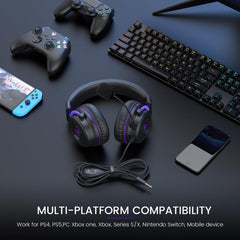 EKSA Gaming-headset, pc-headset met plug-in ruisonderdrukking, gaming-headset met 3D-stereo basgeluid, hoofdtelefoon voor pc, PS4, PS5, Switch, Xbox One, 3,5 mm