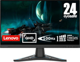 Lenovo G24qe-20 Gaming-monitor 23,8 inch (60,9 cm), 2K QHD met EyeSafe (IPS, 100 Hz, 1 ms, HDMI + DP, HDMI-kabel, FreeSync, metalen basis), kantelverstelling, zwart