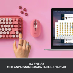Logitech POP Keys Heartbreaker Draadloos mechanisch toetsenbord met gepersonaliseerde emoji-toetsen, Scandinavische QWERTY-lay-out