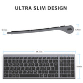 iClever Bluetooth Toetsenbord BK10, Oplaadbaar Toetsenbord Bluetooth Ergonomisch Full Size Duitse standaard QWERTZ stabiele verbinding voor iPad, iPhone, Mac, iOS, Android, Win, Grijs Zwart