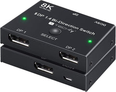 Techly 365535 DisplayPort 1.4 Switch 8K - Bidirectioneel (2-in-1 / 1-in-2)
