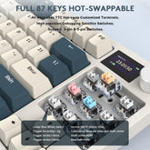 RK86 Pro 75% Draadloos Mechanisch Toetsenbord, 2.4G/BT5.0/USB-C Bedraad Tri-mode Gamingtoetsenbord, QWERTY, 1,2'' TFT HD-Kleurenscherm en Knob, RGB-Backlit Hot-Swap Linear Switch PBT Keycap - Wit