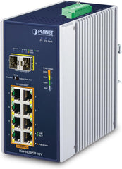 Planet Industriële 8-Poorts Gigabit PoE+ Switch met 2 SFP Poorten