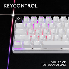 Logitech G PRO X 60 LIGHTSPEED, draadloos gaming toetsenbord, ultracompact mechanisch 60% TKL-toetsenbord, LIGHTSYNC RGB, toetsen van dubbellaags PBT, Optical Tactile, Windows PC, US INTL - Wit