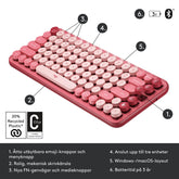 Logitech POP Keys Heartbreaker Draadloos mechanisch toetsenbord met gepersonaliseerde emoji-toetsen, Scandinavische QWERTY-lay-out