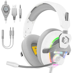 EMPIRE GAMING - 2024 Nieuw - H-13 RGB Gaming Headset - PS5, PS4, Xbox One/Series, Switch, PC, Mac, Smartphones, Tablets - Afstandsbediening - High Definition Stereo Sound - Flexibele Microfoon - Wit