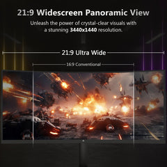 Z-Edge Gaming Monitor Gebogen 34'', 165Hz, UWQHD(3440x1440), 1ms MPRT, 21:9 met DP-kabel, AMD FreeSync, Verstelbare Standaard, 1500R VA, 300cd/m², 2*HDMI2.0 & 2*DP1.4, RGB, VESA 100 * 100mm