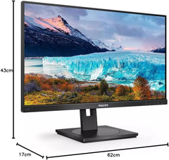 Philips 243S1-24 inch FHD USB-C docking monitor, in hoogte verstelbaar (1920x1080, 75 Hz, DisplayPort, HDMI, USB-C, RJ45, USB-hub) zwart