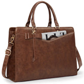 Dakuly Laptoptassen voor vrouwen, 15,6 inch, dameshandtassen, draagtas, grote werktassen, PU-lederen ontwerper-schoudertas voor zakelijk gebruik, kantoor, winkelen of universiteit