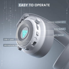 EKSA Gaming headset, 7.1 surround sound pc-headset met ruisonderdrukkende microfoon, USB & 3,5 mm audio-aansluiting, ledlicht, superlichte gaming-hoofdtelefoon voor PC/Mac/Switch/PS4/PS5/Xbox One,