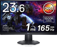 Dell S2422HG, 24 inch, gaming monitor, curved, Full HD 1920x1080, 165Hz, 1ms, VA ontspiegeld, 16:9, AMD FreeSync, in hoogte verstelbaar/kantelbaar, HDMI 2.0, DP1.2, headphone out, zwart