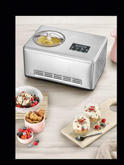 Severin EZ 7405 Ijsmachine met Yoghurtfunctie, Incl. Ijshouder (2L) en Receptenboek, Digitale Timer, Dekselopening, Zilver