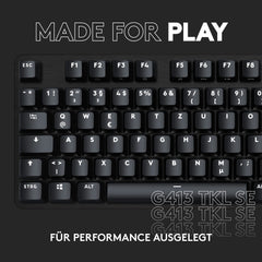 Logitech G413 TKL SE Mechanisch Gaming Toetsenbord - Compact, Duitse QWERTZ indeling - Zwart