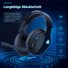 Gvyugke 2,4 GHz Wireless Gaming Headset voor PC, PS4, PS5, Mac, Switch, Bluetooth draadloze hoofdtelefoon met afneembare microfoon met ruisonderdrukking, 3,5 mm kabelmodus voor de Xbox-serie
