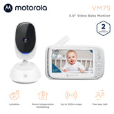 Motorola Nursery VM75 Babyfoon met camera met 5 inch ouderunit, babymonitor met nachtzicht, digitale zoom, twee-weg communicatie en slaapliedjes, kunststof, wit