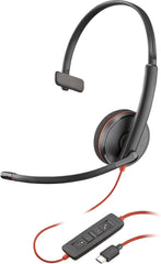 Poly Blackwire 3210 Bedrade Enkeloors Headset - USB-C met USB-A Adapter