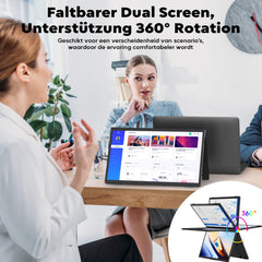 HONGO Draagbare Monitor voor Laptop, 15.6 Inch 1080P FHD Dubbel Scherm IPS, Draagbare Scherm 360° Rotación en USB-C Poort, Portable Monitor voor Laptop/PC/Mac/PS4/5/Xbox/Teléfono (No Driver)
