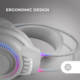MARSGAMING MH124, Gaming Headset FRGB Rainbow, Ergonomisch Ontwerp, Flexibele Microfoon, Volumeregeling, Gaming Koptelefoon, Windows, Linux, Mac, PS4, PS5, Xbox One, Xbox Series X|S, Switch, Wit