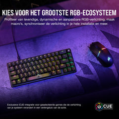 CORSAIR K65 PRO MINI RGB 65% Optical Mechanical Gaming Keyboard - OPX Schakelaars - PBT Double-Shot Keycaps - iCUE Compatibel - QWERTY NA Layout - Zwart