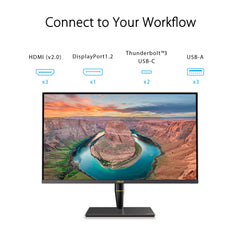 ASUS ProArt PA32UCX-PK 4K HDR IPS Mini LED-monitor - 32 inch, 1200 nits, 10 bit, Dolby Vision, HLG, 1152 zones, 99% DCI-P3, 99,5% Adobe RGB, 100% sRGB/Rec. 709, hardwarekalibratie, Thunderbolt 3