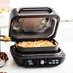 Ninja Foodi MAX PRO Grill, Vlakke Plaat & Airfryer met Digitale Meter, 3,8L, 7 Kookfuncties in 1, Grillen, Airfryen, Bakken, Braden en Meer, Vaatwasmachinebestendige Onderdelen, Zilver/Zwart AG651EU