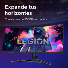 Lenovo Legion R34w-30-34 inch gebogen gaming monitor met Eyesafe (WQHD, VA, 180Hz, 0,5ms, HDMI+DP, kabel DP, AMD FreeSync, luidsprekers) kantelinstelling - zwart