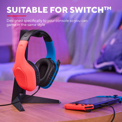 Trust Gaming GXT 416S Zirox Lichtgewicht Gaming Headset voor Nintendo Switch met 50mm-drivers, 3.5 mm Jack, 1,2 m Kabel, Opklapbare Microfoon, Over-Ear Bedrade Koptelefoon - Blauw/Rood