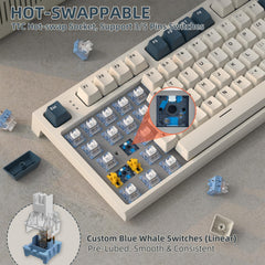 VGN GAMEPOWER RK86 TKL Tenkeyless Draadloos Mechanisch Gaming Toetsenbord, 2.4Ghz/Bluetooth/Bedrade 75% RGB Gasket Mechanical Keyboard, TFT-kleurendisplay, Knob, Hotswap Lineaire Schakelaars, NKRO