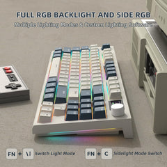 VGN GAMEPOWER RK86 TKL Tenkeyless Draadloos Mechanisch Gaming Toetsenbord, 2.4Ghz/Bluetooth/Bedrade 75% RGB Gasket Mechanical Keyboard, TFT-kleurendisplay, Knob, Hotswap Lineaire Schakelaars, NKRO