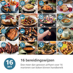 Philips Airfryer 3000-Serie 6.2L - 16-in-1 Airfryer, RapidAir Plus-technologie, Kookvenster, Tot 90% Minder vet*, HomeID App, Snel en eenvoudig schoonmaken, Zwarte behuizing/Zwarte greep (NA330/00)