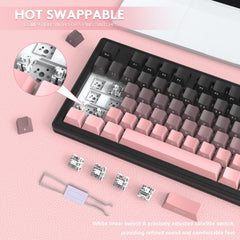 LexonElec x ATTACK SHARK M87 75% Draadloos Gaming Toetsenbord, Tri-Mode-BT5.0/2,4G/Bedraad, 27 RGB Backlit, TKL Hot-swap Lineaire Switch, QWERTY Zijwaartse Printgradiënt PBT Keycap-Zwart/Roze