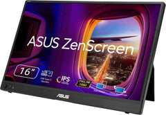 ASUS ZenScreen MB16AHVE Draagbaar scherm 16 inch (15,6 inch nuttige diagonaal), FHD, IPS-paneel, kabelvoeding, automatische rotatie, statief, USB Type-C®, mini-HDMI®, flikkervrij