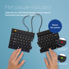 R-Go Tools RGOSP-USWIBL Split Break Ergonomisch Toetsenbord, Gesplitste toetsenbord, Compact, Met pauze indicator, QWERTY (US) Layout, Bedraad, Zwart