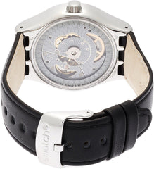 Swatch Digitale Quartz Horloge voor heren met lederen band YIS402