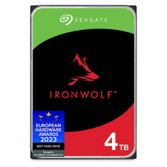 Seagate IronWolf, 4 TB, NAS, interne harde schijf, CMR, 3,5 inch, SATA, 6 Gb/s, 5400 rpm, 256 MB cache, voor RAID-netwerkopslag, 3 jaar reddingsdiensten, FFP (ST4000VNZ06)