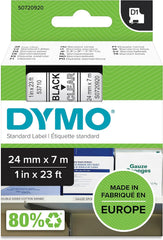 DYMO D1 Labeltape S0720920 - 24 mm x 7 m - Zwart op Transparant