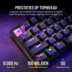 CORSAIR K65 PRO MINI RGB 65% Optical Mechanical Gaming Keyboard - OPX Schakelaars - PBT Double-Shot Keycaps - iCUE Compatibel - QWERTY NA Layout - Zwart