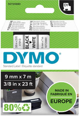 Dymo D1 Labeltape 9 mm x 7 m - Zwart op Wit (S0720680)