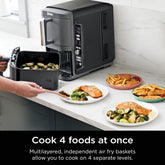 Ninja SL401 DoubleStack XL 2 mand luchtfriteuse DoubleStack Technology kookt 4 voedingsmiddelen tegelijk, compact ontwerp, 10 QT, 6-in-1, slimme afwerking & match chef-kok, luchtdroger, bakken,
