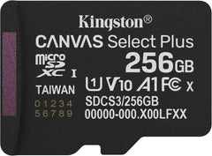 Kingston Canvas Select Plus microSD Geheugenkaart 256GB micSDXC Gen3 150R A1 enkel pakket zonder ADP - SDCS3/256GBSP