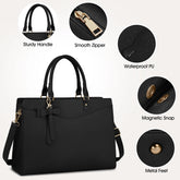 Dakuly Laptoptassen voor vrouwen, 15,6 inch, dameshandtassen, draagtas, grote werktassen, PU-lederen ontwerper-schoudertas voor zakelijk gebruik, kantoor, winkelen of universiteit