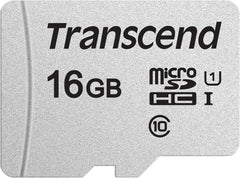 Transcend 300S MicroSDHC Geheugenkaart 16GB met SD-Adapter - UHS-I U1