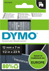 DYMO D1 Labeltape - 12 mm x 7 m - Wit op Transparant (S0720600)
