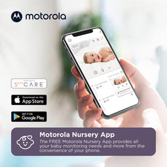 Motorola Nursery PIP1010 Con Babyfoon - Baby Camera - Bedienen met Motorola Nursery App - Kantelen, Draaien en Inzoomen - Nachtzicht, Twee-Weg Communicatie, Slaapliedjes en Meer - Wit