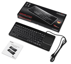 Perixx PERIBOARD-515 H Plus Keyboard met touchpad (QWERTY US lay-out) - bekabelde USB-connector met 2 x USB-hub - geschikt voor professioneel of industrieel gebruik