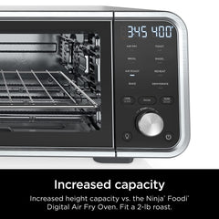 Ninja SP201 Digitale Air Fry Pro Countertop 8-in-1 oven met verlengde hoogte, XL-capaciteit, open- en wegcapaciteit voor opbergruimte, met airfry mand, draadrek en crumb tray, zilver