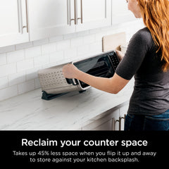 Ninja SP201 Digitale Air Fry Pro Countertop 8-in-1 oven met verlengde hoogte, XL-capaciteit, open- en wegcapaciteit voor opbergruimte, met airfry mand, draadrek en crumb tray, zilver